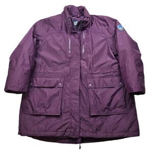 Lands End Down Parka Jacket Womens 2X Plus Purple Quilted Winter Expedition